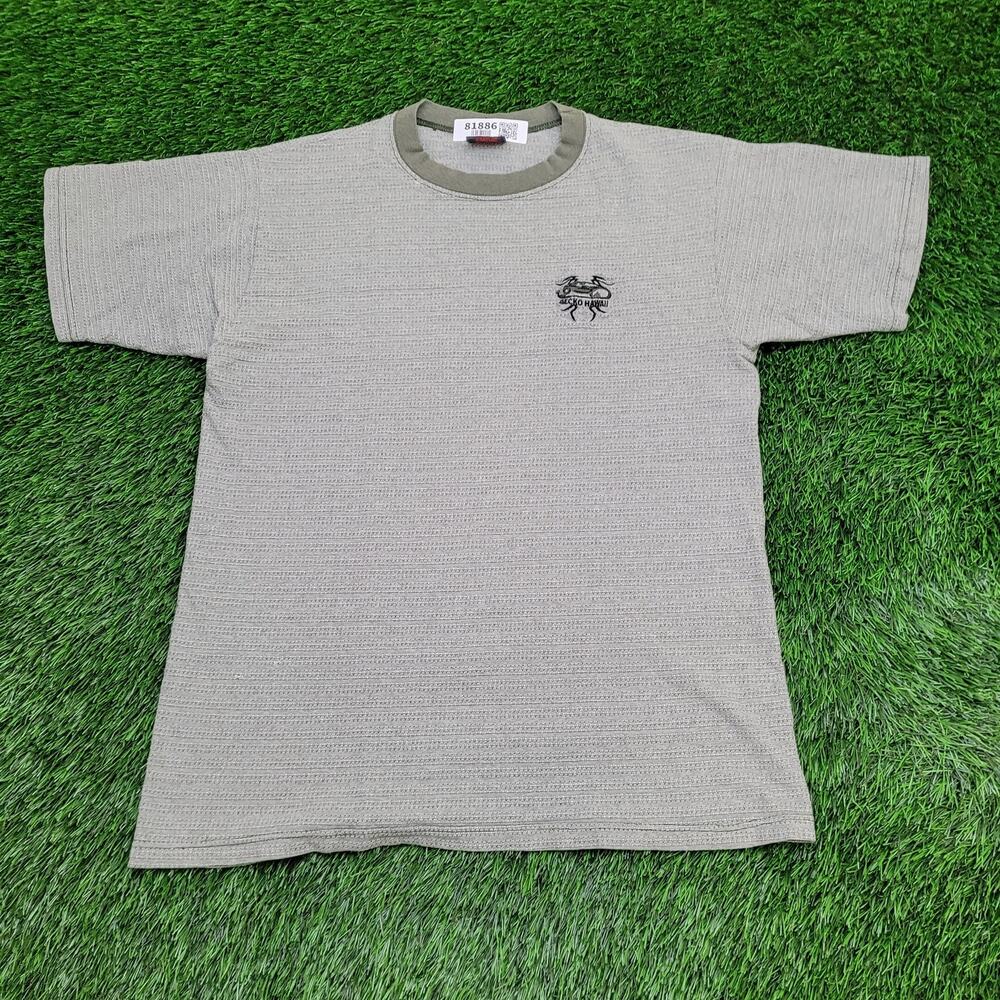 Vintage 90s Gecko Hawaii Surf Shirt M/L 20x26 Textured-Striped
